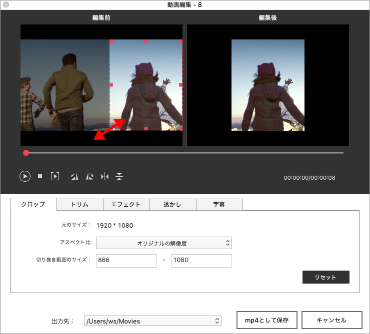 DVD Memoryで動画を編集する方法-クロップ機能